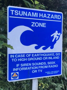 Tsunami warning
          sign - New Zealand