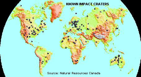 Known impact craters on Earth